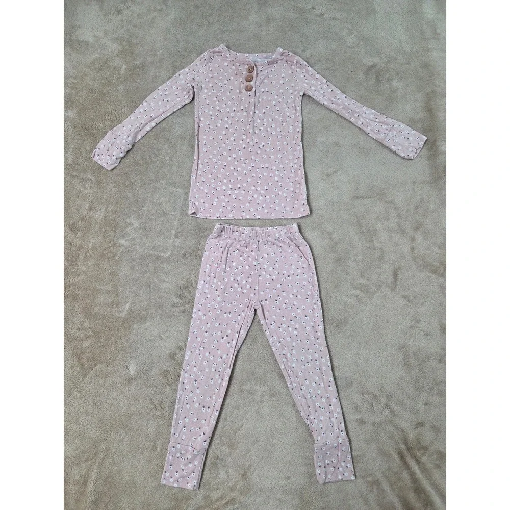Posh Peanut Kids 3T Pink Floral Bamboo Viscose Pajama Set 2pc PP-AFA20-17240
